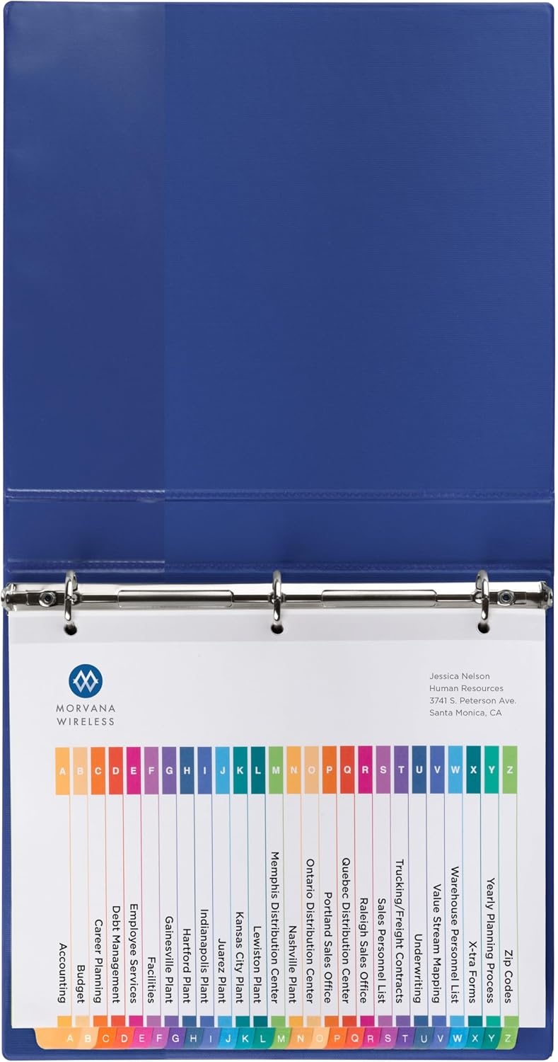 image:imageAvery AZ Dividers for 3 Ring Binders 26 Tabs per Set Customizable Table of Contents Multicolor Tabs Great for Organizing Reports Projects and More 3 Sets of 44225Classic