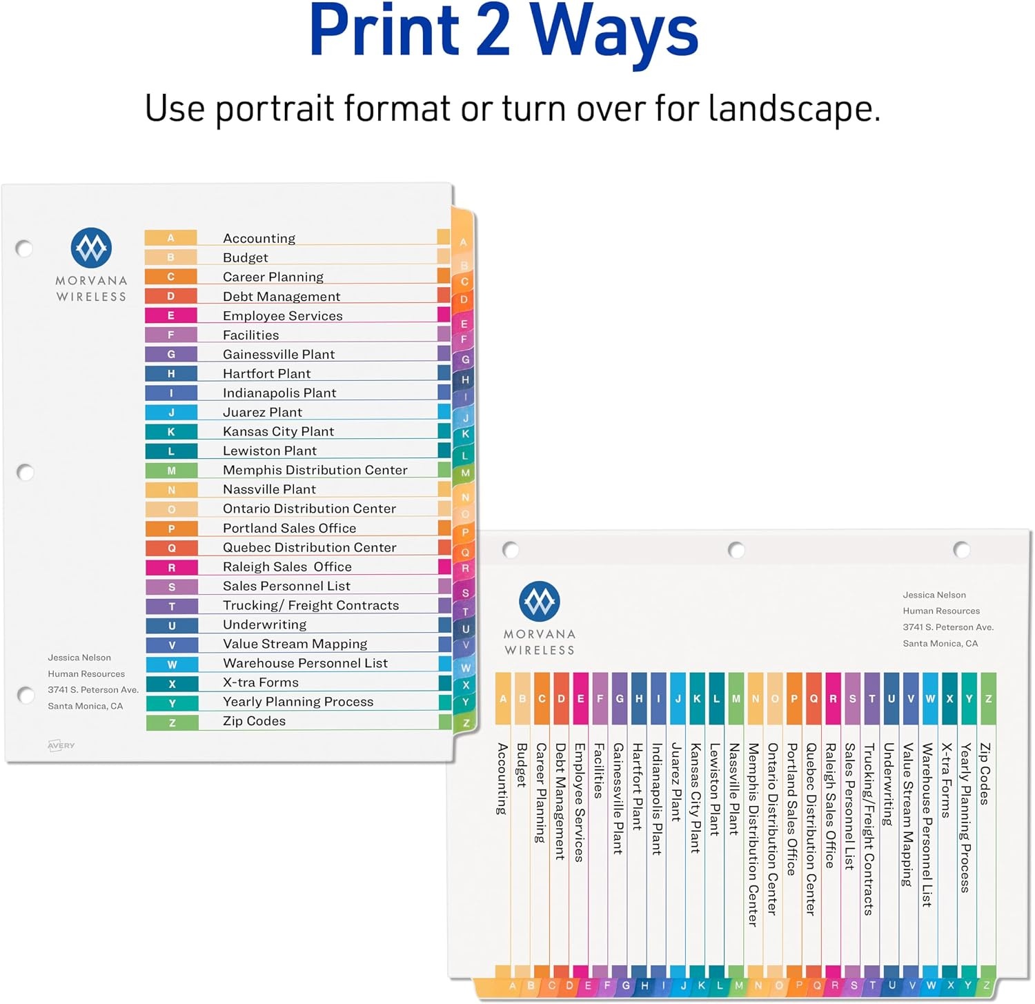 image:imageAvery AZ Dividers for 3 Ring Binders 26 Tabs per Set Customizable Table of Contents Multicolor Tabs Great for Organizing Reports Projects and More 3 Sets of 44225Classic