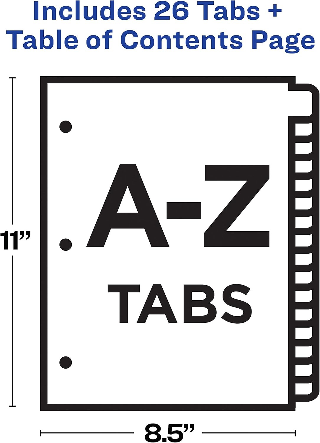 image:imageAvery AZ Dividers for 3 Ring Binders 26 Tabs per Set Customizable Table of Contents Multicolor Tabs Great for Organizing Reports Projects and More 3 Sets of 44225Classic