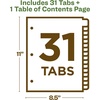 image:imageAvery EcoFriendly Recycled 131 Dividers for 3 Ring Binders 31 Tabs per Set Customizable Table of Contents Multicolor Tabs Great for Organizing Reports Projects and More 11084