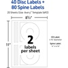 image:imageAvery Printable CD Labels Matte White Permanent Adhesive Laser Printable 40 Blank CD amp 80 Blank Spine Stickers Great for DVD PC Discs and More 5692