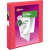 image:imageAvery Durable View 3 Ring Binder 1 Inch Slant Rings 250Sheet Capacity DuraHinge 14 Inch Wide Spine Customizable Clear Covers and Spine 1 Bright Coral Pink Binder 17293