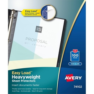 image:imageAvery Clear Heavyweight Sheet Protectors NonGlare Easy Load 50 Document Protectors 74107100 Pack