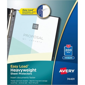image:imageAvery Clear Heavyweight Sheet Protectors NonGlare Easy Load 50 Document Protectors 74107200 Pack