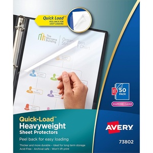 image:imageAvery Diamond Clear Quick Load Sheet Protectors Top amp Side Load 50 Document Protectors 73802Clear
