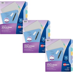 image:imageAvery Durable WriteOn Plastic Dividers with Erasable Tabs11 x 8 12 Multicolor 8 Tabs3 Sets