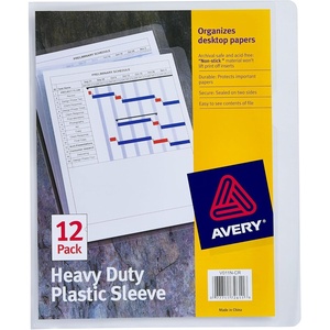 image:imageAvery Heavy Duty Plastic Document Sleeves Holds up to 25 Sheets 12 Clear Sleeves 72611