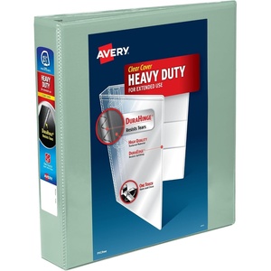 image:imageAvery HeavyDuty View 3 Ring Binder 15 Inch One Touch Slant Rings 375Sheet Capacity DuraHinge 21 Inch Wide Spine Customizable Clear Cover and Spine 1 Pastel Sage Green Binder 798190