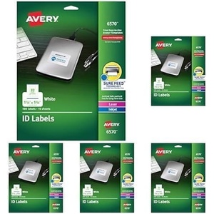 image:imageAvery ID Labels Sure Feed Technology Permanent Adhesive 125 x 175 480 Labels 6570114 x 134 Pack of 5