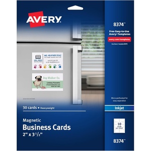 image:imageAvery Magnetic Printable Business Cards 2 x 35 Matte White 30 Blank Cards for Inkjet Printers 083742 x 312 Inches