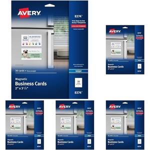 image:imageAvery Magnetic Printable Business Cards 2 x 35 Matte White 30 Blank Cards for Inkjet Printers 083742 x 312 Inches Pack of 5