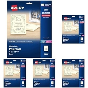 image:imageAvery Printable Postcards 425 x 55 Ivory 100 Blank Postcards for Laser and Inkjet Printers 5919Ivory