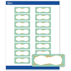 image:imageAvery Printable Rectangle Labels Sure Feed Technology Double Gold Border Florals Design 1 x 258 Matte White Permanent Labels LaserInkjet 160 Total Great for AddressingMint Border W Gold Bow