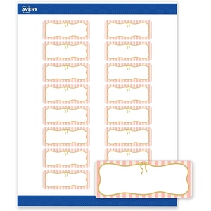 image:imageAvery Printable Rectangle Labels Sure Feed Technology Double Gold Border Florals Design 1 x 258 Matte White Permanent Labels LaserInkjet 160 Total Great for AddressingPink Stripes With Metallic Gold Bow