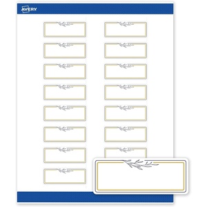 image:imageAvery Printable Rectangle Labels Sure Feed Technology Double Gold Border Florals Design 1 x 258 Matte White Permanent Labels LaserInkjet 160 Total Great for AddressingGold  Navy Border With Florals