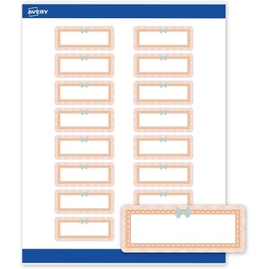 image:imageAvery Printable Rectangle Labels Sure Feed Technology Double Gold Border Florals Design 1 x 258 Matte White Permanent Labels LaserInkjet 160 Total Great for AddressingPink  Gold Scallop Frame W Bow