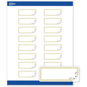 image:imageAvery Printable Rectangle Labels Sure Feed Technology Double Gold Border Florals Design 1 x 258 Matte White Permanent Labels LaserInkjet 160 Total Great for AddressingDouble Gold Border With Florals