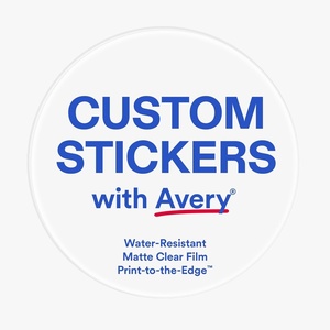 image:imageAvery Professionally Printed Custom Stickers 25 Diameter Round Personalized Stickers Matte Clear Film Design Your Own Custom Decals Great for Branding Gifts and MoreMatte Clear Film