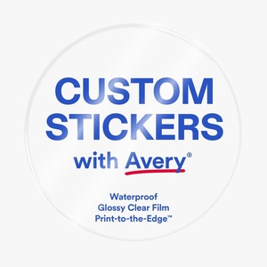 image:imageAvery Professionally Printed Custom Stickers 25 Diameter Round Personalized Stickers Matte Clear Film Design Your Own Custom Decals Great for Branding Gifts and MoreGlossy Clear Film