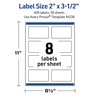image:imageAvery Outdoor Waterproof Rectangle Labels with Sure Feed Technology 2 x 35 White Film PrinttotheEdge Compatible with Laser Printers 800 Labels Total400 labels