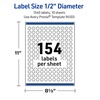 image:imageAvery Outdoor Waterproof Round Labels with Sure Feed Technology 05 Diameter White Film PrinttoTheEdge Compatible with Laser Printers 3850 Labels Total1 540 labels