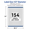 image:imageAvery Outdoor Waterproof Round Labels with Sure Feed Technology 05 Diameter White Film PrinttoTheEdge Compatible with Laser Printers 3850 Labels Total3 850 labels