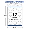 image:imageAvery Outdoor Waterproof Round Labels with Sure Feed Technology 2 Diameter White Film PrinttoTheEdge Compatible with Laser Printers 120 Labels Total1 200 labels
