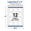 image:imageAvery Outdoor Waterproof Square Labels with Sure Feed Technology 2 x 2 White Film PrinttoTheEdge Compatible with Laser Printers 1200 Labels Total1 200 labels