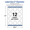 image:imageAvery Printable Round Labels Sure Feed Technology Gold Beads Design 2 Diameter Glossy White Permanent Adhesive LaserInkjet 120 Total Great for Product MerchandisingGold Monstera Leaves
