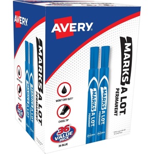 image:imageAvery Marks A Lot Permanent Markers Large DeskStyle Size Chisel Tip Value Pack 36 Green Markers Total Ideal for Signs Posters Labeling and More 98241Blue