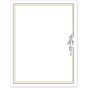 image:imageAvery Printable FullSheet Cardstock Gold amp Navy Border Florals 85 x 11 Matte White FullSheet Cardstock LaserInkjet 10ct Great Craft PaperGold  Navy Border with Florals