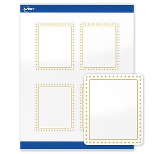 image:imageAvery Printable Rectangle Labels Gold Beads 4 x 313 Glossy White Rectangle Labels Permanent LaserInkjet 40ct Great for Product MerchandisingGold Border With Gold Dots