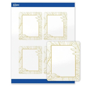 image:imageAvery Printable Rectangle Labels Gold Beads 4 x 313 Glossy White Rectangle Labels Permanent LaserInkjet 40ct Great for Product MerchandisingGold Monstera Leaves