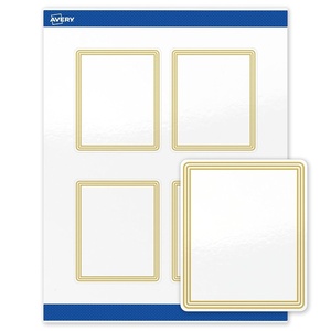 image:imageAvery Printable Rectangle Labels Gold Beads 4 x 313 Glossy White Rectangle Labels Permanent LaserInkjet 40ct Great for Product MerchandisingMultilined Gold Border