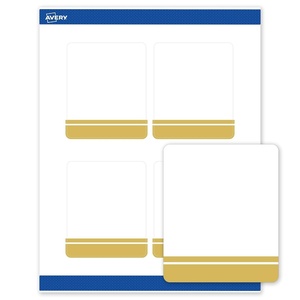 image:imageAvery Printable Rectangle Labels Gold Border Gold Dots 4 x 313 Matte White Rectangle Labels Permanent LaserInkjet 40ct Great for Product MerchandisingDouble Dipped Gold Edge
