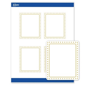 image:imageAvery Printable Rectangle Labels Gold Border Gold Dots 4 x 313 Matte White Rectangle Labels Permanent LaserInkjet 40ct Great for Product MerchandisingGold Border With Gold Dots