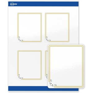 image:imageAvery Printable Rectangle Labels Gold Dots Blue Border 4 x 313 Glossy White Rectangle Labels Permanent LaserInkjet 40ct Great for Product MerchandisingDouble Gold Border With Florals