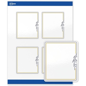 image:imageAvery Printable Rectangle Labels Gold Dots Blue Border 4 x 313 Glossy White Rectangle Labels Permanent LaserInkjet 40ct Great for Product MerchandisingGold  Navy Border With Florals