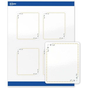 image:imageAvery Printable Rectangle Labels Gold Dots Blue Border 4 x 313 Glossy White Rectangle Labels Permanent LaserInkjet 40ct Great for Product MerchandisingGreen Florals With Gold Dots