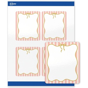 image:imageAvery Printable Rectangle Labels Gold Dots Blue Border 4 x 313 Glossy White Rectangle Labels Permanent LaserInkjet 40ct Great for Product MerchandisingPink Stripes With Metallic Gold Bow