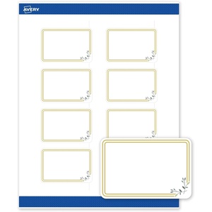 image:imageAvery Printable Rectangle Labels Gold Dots Green Florals 2 x 3 Matte White Rectangle Labels Permanent LaserInkjet 80ct Great for Product MerchandisingDouble Gold Border With Florals