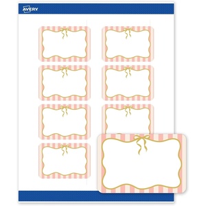 image:imageAvery Printable Rectangle Labels Gold Dots Green Florals 2 x 3 Matte White Rectangle Labels Permanent LaserInkjet 80ct Great for Product MerchandisingPink Stripes With Metallic Gold Bow