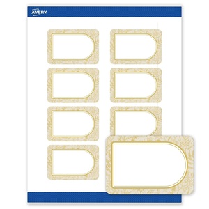 image:imageAvery Printable Rectangle Labels Gold DoubleDipped Edge 2 x 3 Matte White Rectangle Labels Permanent LaserInkjet 80ct Great for Product MerchandisingArched Metallic Gold Florals