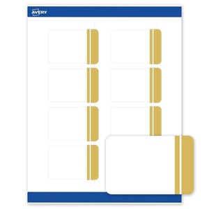 image:imageAvery Printable Rectangle Labels Gold DoubleDipped Edge 2 x 3 Matte White Rectangle Labels Permanent LaserInkjet 80ct Great for Product MerchandisingDouble Dipped Gold Edge