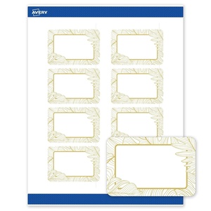 image:imageAvery Printable Rectangle Labels Gold DoubleDipped Edge 2 x 3 Matte White Rectangle Labels Permanent LaserInkjet 80ct Great for Product MerchandisingGold Monstera Leaves