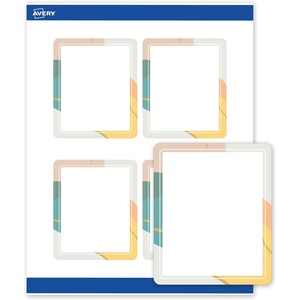 image:imageAvery Printable Rectangle Labels Gold amp Navy Border Florals 4 x 313 Matte White Rectangle Labels Permanent LaserInkjet 40ct Great for Product MerchandisingColor Block With Metallic Gold Veins