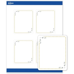 image:imageAvery Printable Rectangle Labels Gold amp Navy Border Florals 4 x 313 Matte White Rectangle Labels Permanent LaserInkjet 40ct Great for Product MerchandisingGreen Florals With Gold Dots