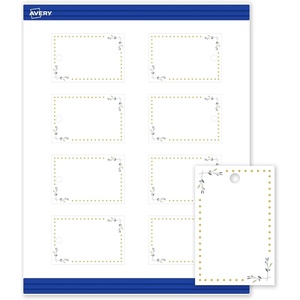 image:imageAvery Printable Rectangle Tags Gold Dots Green Florals 2 x 3 Matte White LaserInkjet 80ct Great for Product TagsGreen Florals With Gold Dots