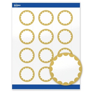image:imageAvery Printable Round Labels Sure Feed Technology Gold Beads Design 2 Diameter Glossy White Permanent Adhesive LaserInkjet 120 Total Great for Product MerchandisingGold Dots Edge