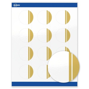 image:imageAvery Printable Round Labels Sure Feed Technology Gold Beads Design 2 Diameter Glossy White Permanent Adhesive LaserInkjet 120 Total Great for Product MerchandisingDouble Dipped Gold Edge